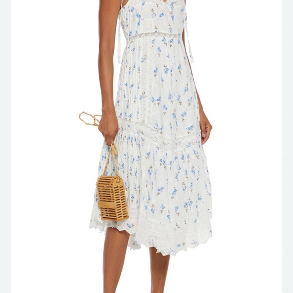 Loveshackfancy Floral White and Blue Summer Dress